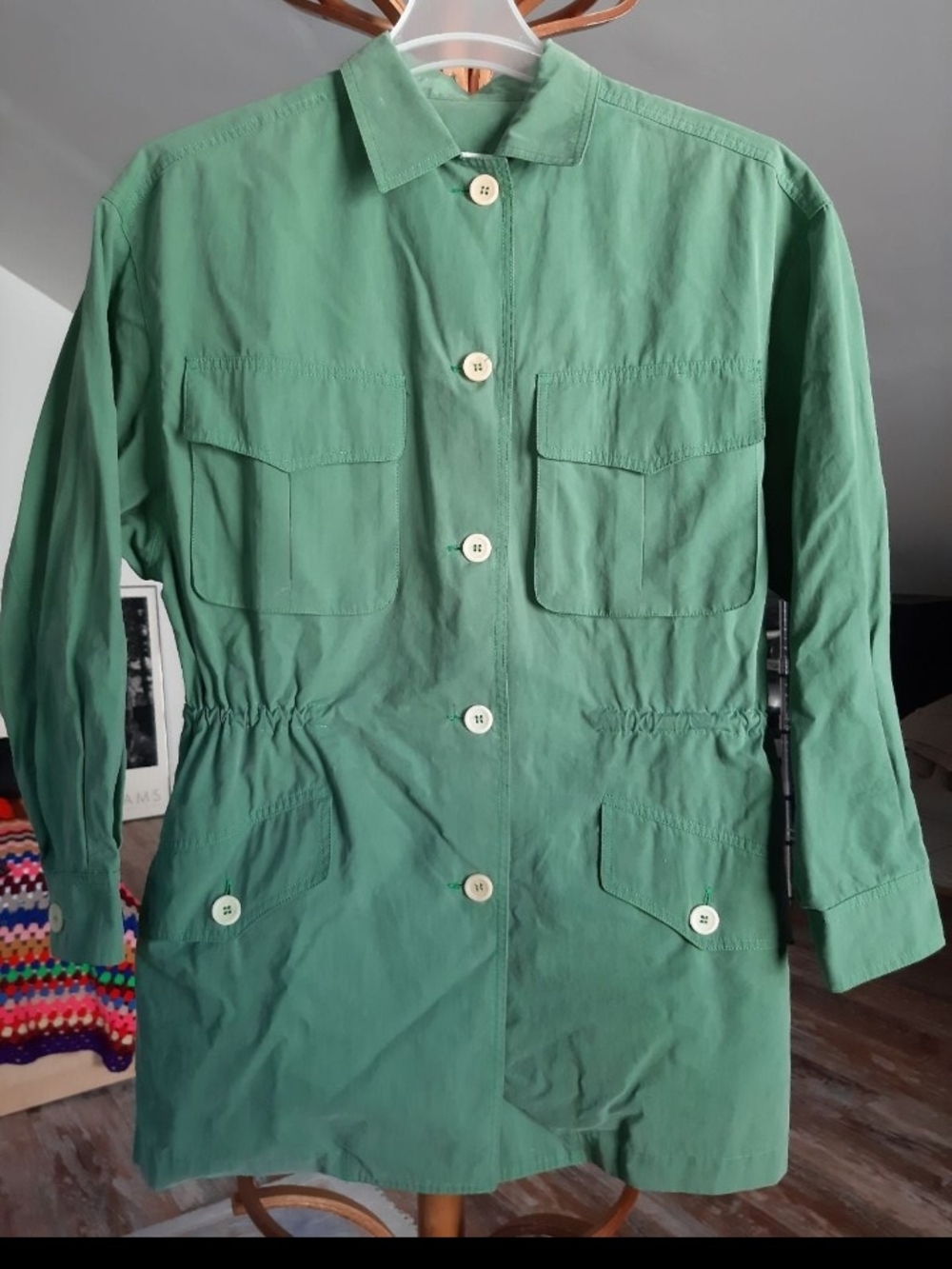 Iceberg Green Button-Front Utility Jacket